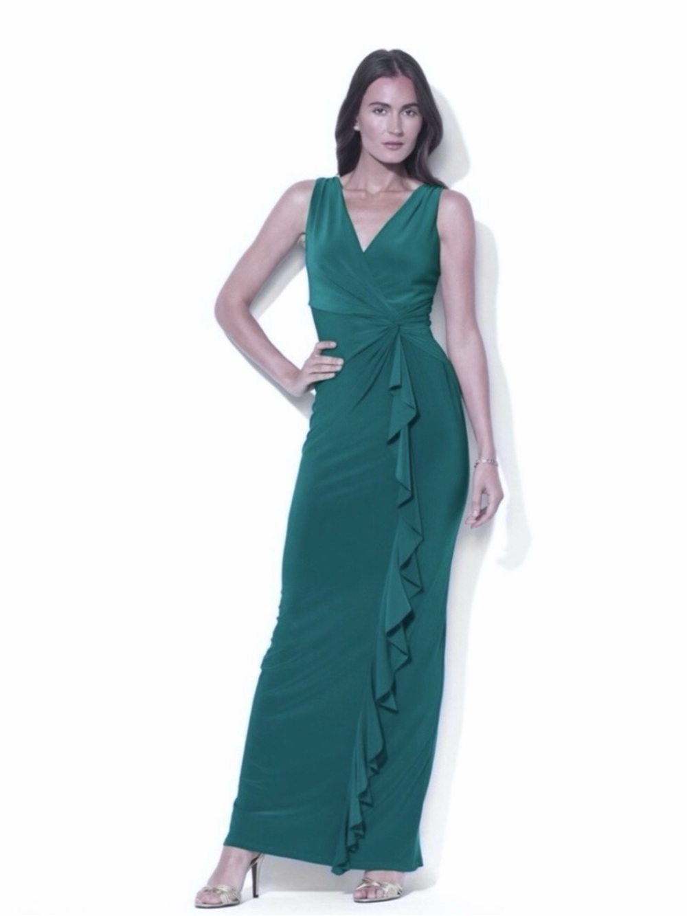 LAUREN RALPH LAUREN Teal Green Evening Gown